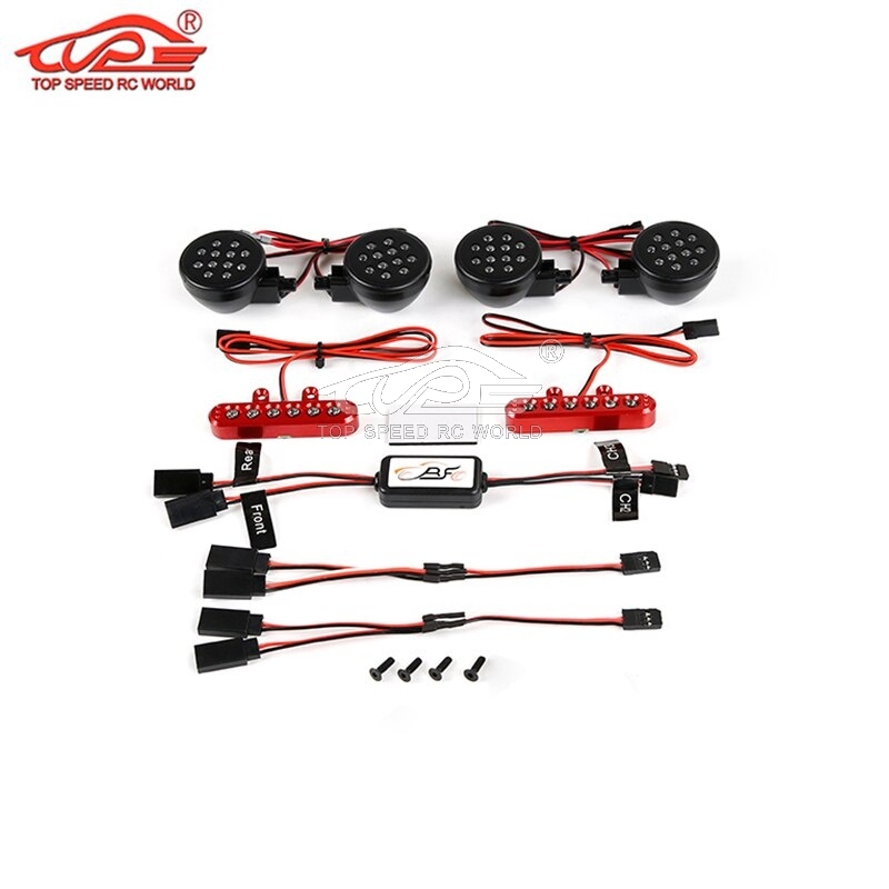 TOP SPEED RC WORLD Plastic Front Lamp + Alloy CNC Rear TailLight LED Light Set 2 Fit for 1/5 HPI ROFUN BAHA ROVAN KM BAJA 5T Rc Car Toys Game Parts