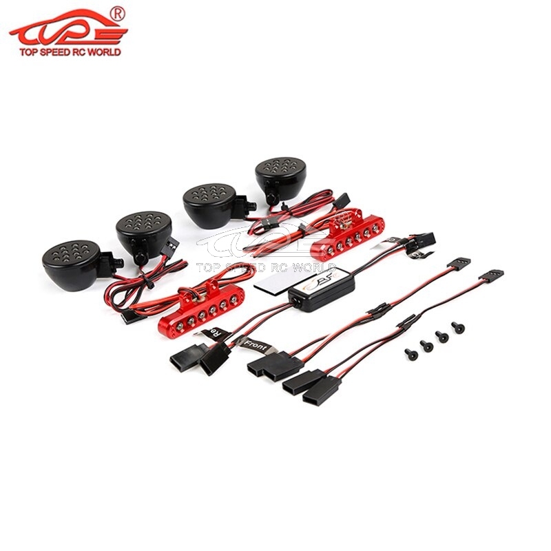 TOP SPEED RC WORLD Plastic Front Lamp + Alloy CNC Rear TailLight LED Light Set 2 Fit for 1/5 HPI ROFUN BAHA ROVAN KM BAJA 5T Rc Car Toys Game Parts