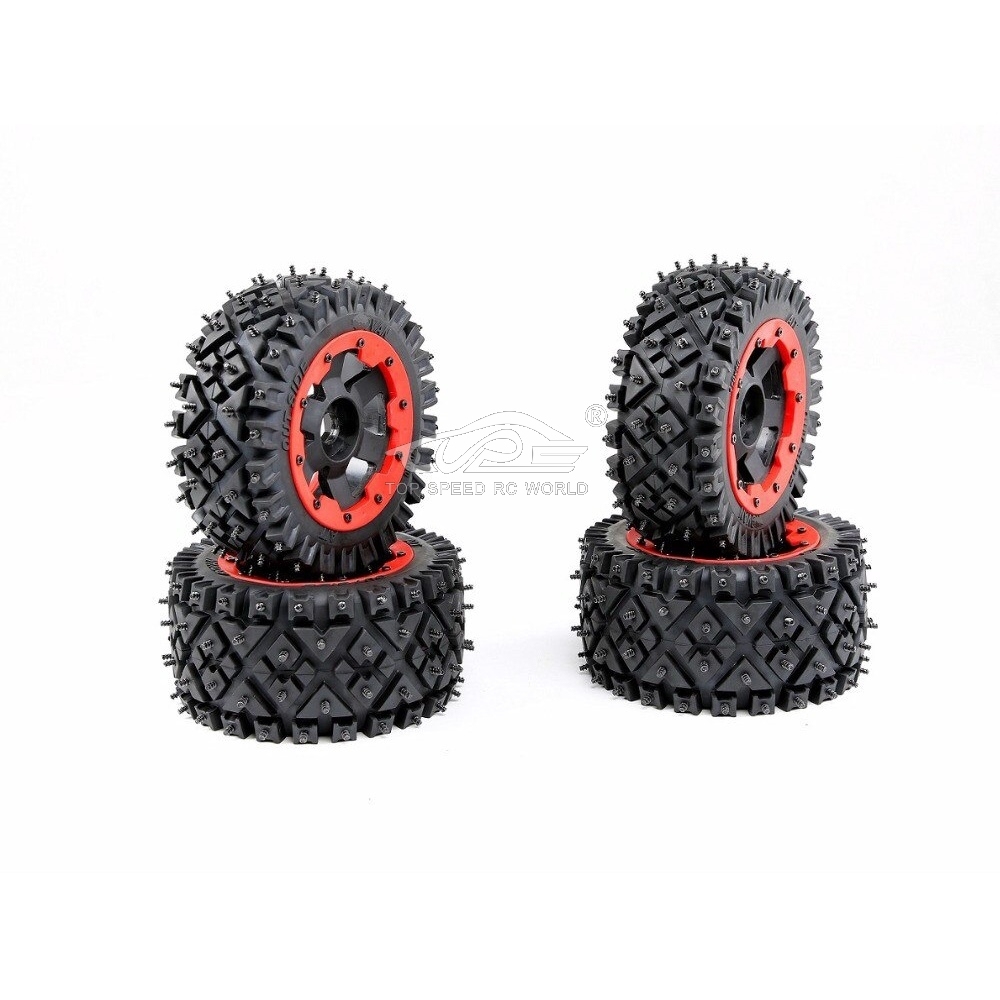 TOP SPEED RC WORLD All Terrain Nail Tire Front and Rear Wheel Tyre 4PCS/SET for 1/5 HPI Baja 5B ROVAN KINGMOTOR1.0 2.0 TRUCK PARTS