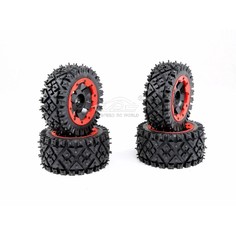 TOP SPEED RC WORLD All Terrain Nail Tire Front and Rear Wheel Tyre 4PCS/SET for 1/5 HPI Baja 5B ROVAN KINGMOTOR1.0 2.0 TRUCK PARTS