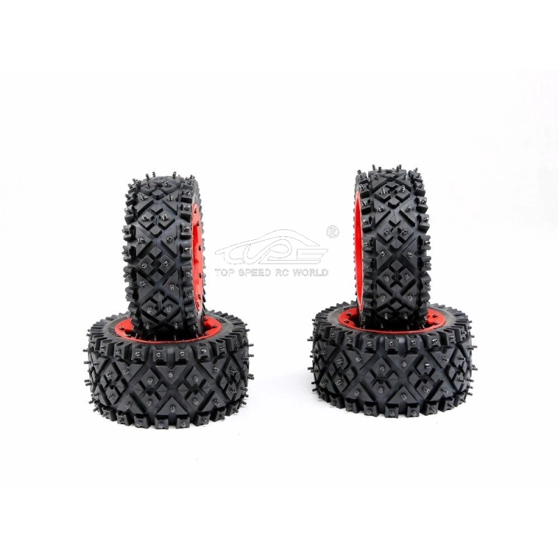 TOP SPEED RC WORLD All Terrain Nail Tire Front and Rear Wheel Tyre 4PCS/SET for 1/5 HPI Baja 5B ROVAN KINGMOTOR1.0 2.0 TRUCK PARTS