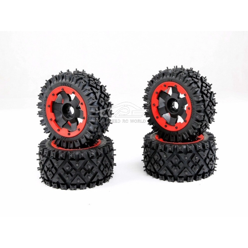 TOP SPEED RC WORLD All Terrain Nail Tire Front and Rear Wheel Tyre 4PCS/SET for 1/5 HPI Baja 5B ROVAN KINGMOTOR1.0 2.0 TRUCK PARTS