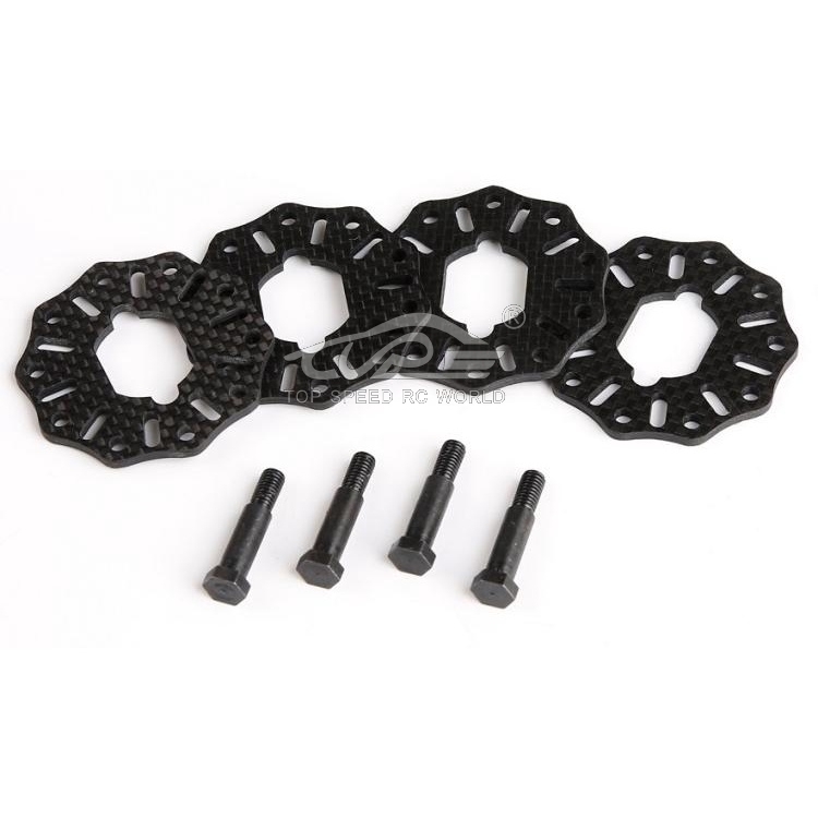 TOP SPEED RC WORLD Carbon Fiber Disc Brake Kit 4PC for 1/5 Rovan ROFUN F5 MCD XS-5 Truck Rc Car Parts