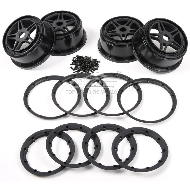 TOP SPEED RC WORLD Pentagonal Star Wheel Hubs &amp; Beadlocks Set for 1/5 Rovan ROFUN F5 MCD XS5 TRUCK RC CAR PARTS