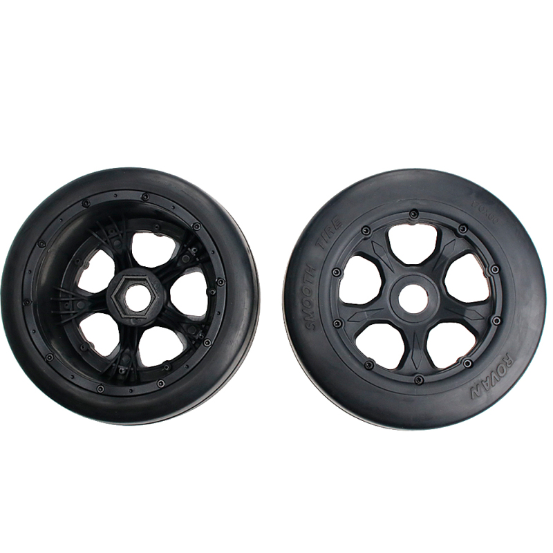 FLMLF Smooth Front Tires Assembly Set Fit for 1/5 HPI ROFUN ROVAN KM BAJA 5B Ss Buggy Rc Car Parts