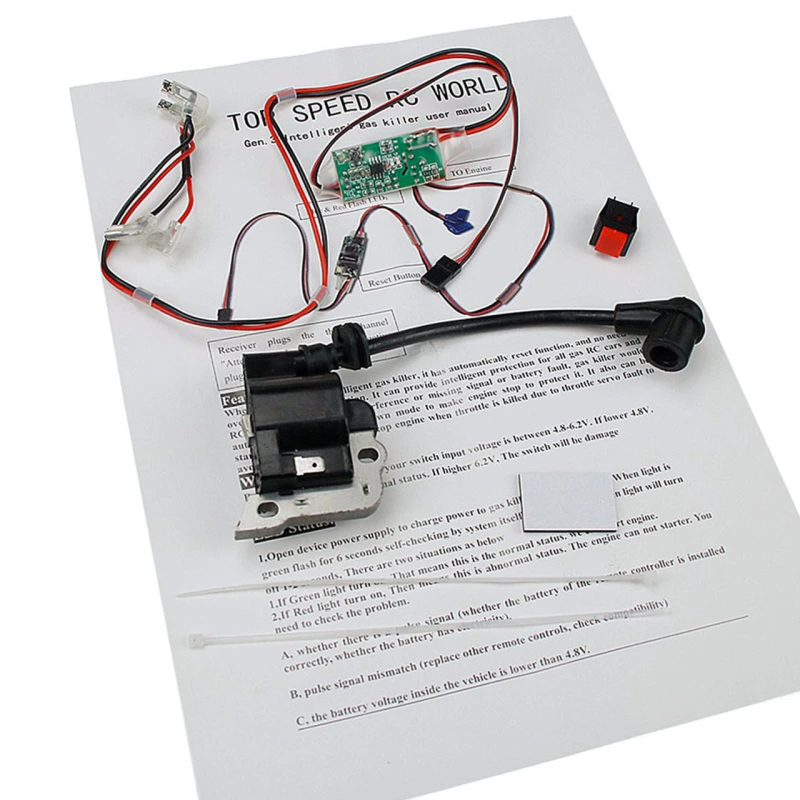 RC Model Remote Safety Kill Switch with Ignition Coil for 1/5 Hpi Rovan Km Rofun Baja Losi Redcat Rcmk Mcd Fg 23cc-71cc Engines