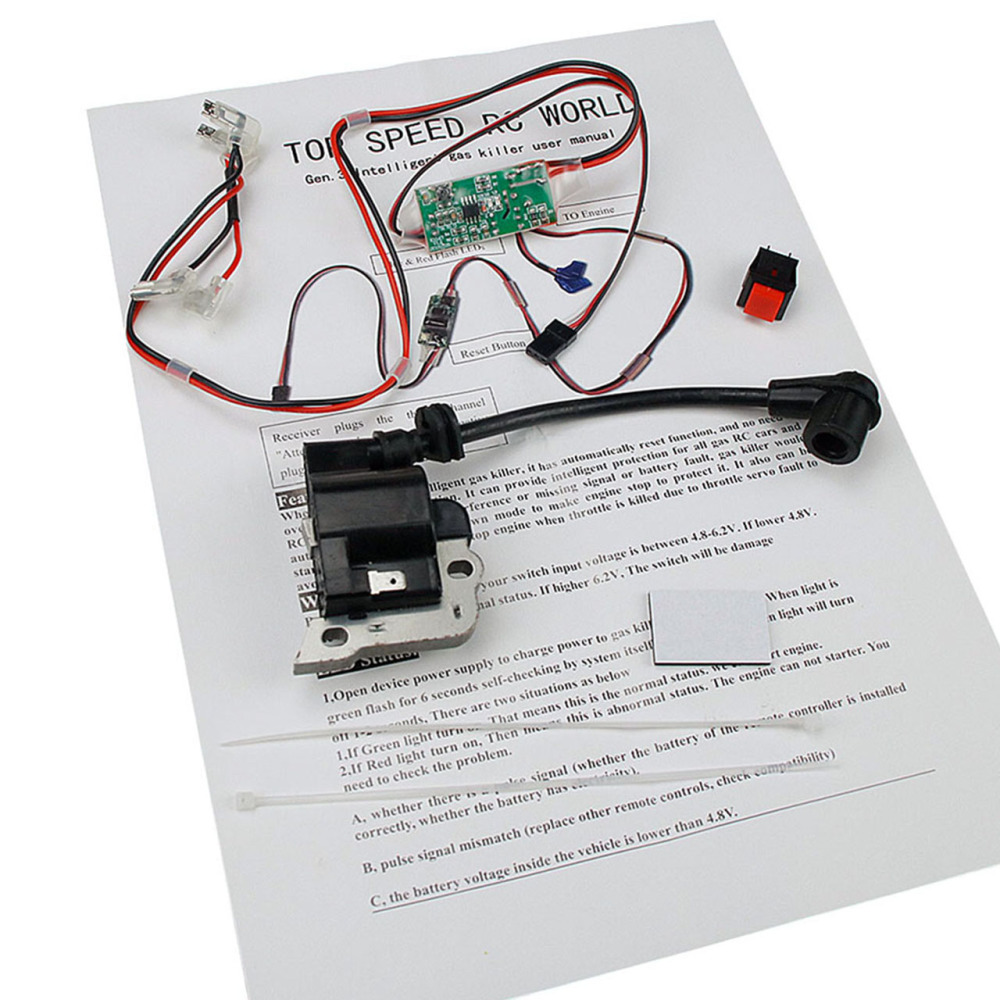 RC Model Remote Safety Kill Switch with Ignition Coil for 1/5 Hpi Rovan Km Rofun Baja Losi Redcat Rcmk Mcd Fg 23cc-71cc Engines