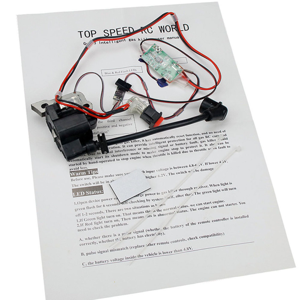RC Model Remote Safety Kill Switch with Ignition Coil for 1/5 Hpi Rovan Km Rofun Baja Losi Redcat Rcmk Mcd Fg 23cc-71cc Engines