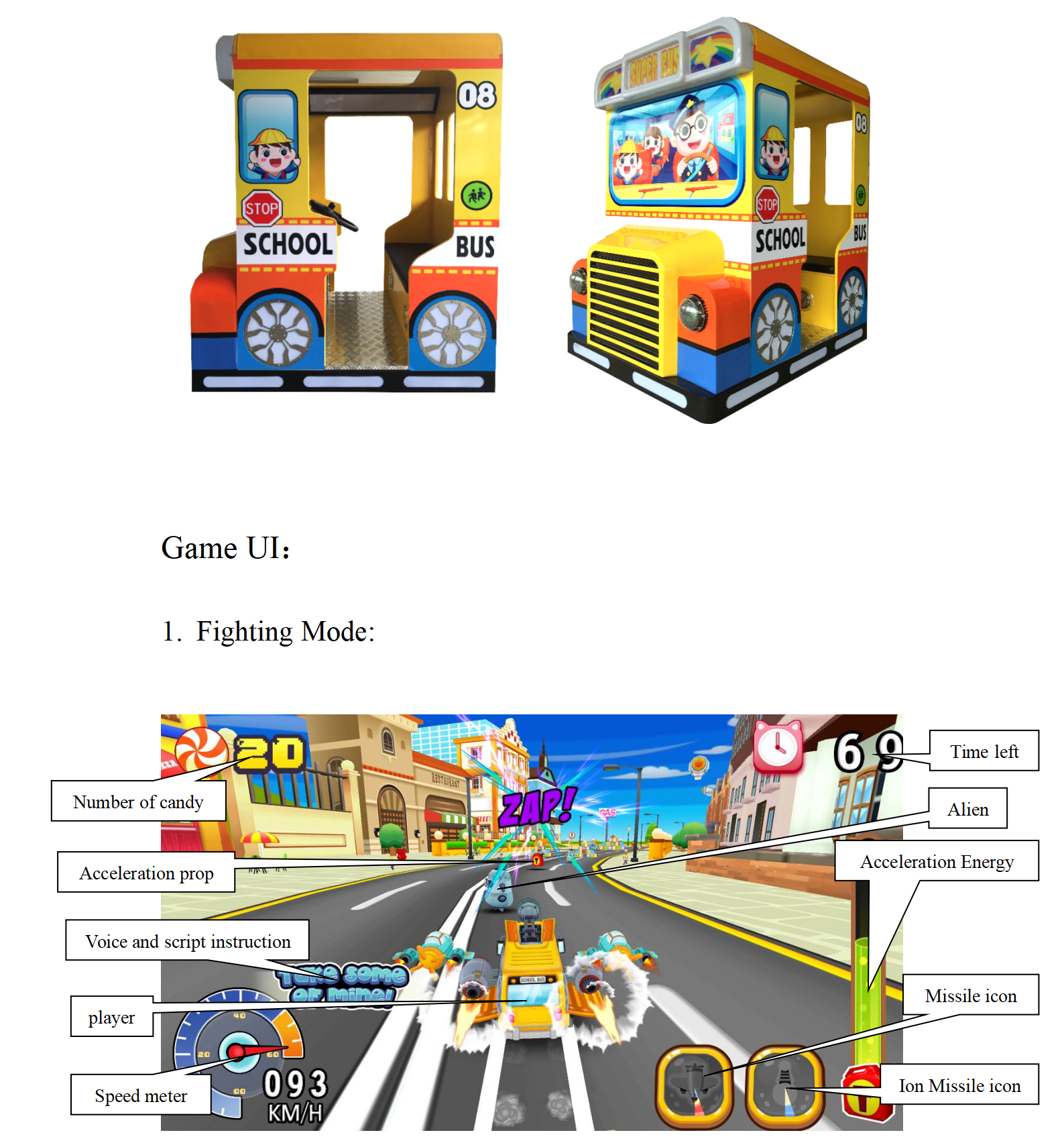 Educational Amusement Video Kiddie Ride - Super School Bus