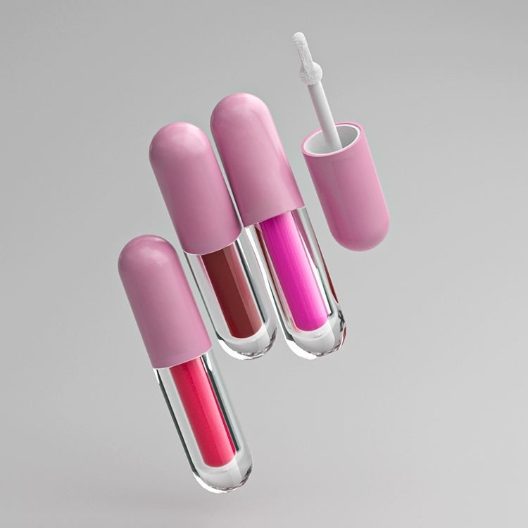 Empty lip gloss tubes with wand brush pink lipgloss tubes factory