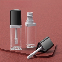 Lip gloss tubes with box and logo lip gloss clear tube triangle china factory