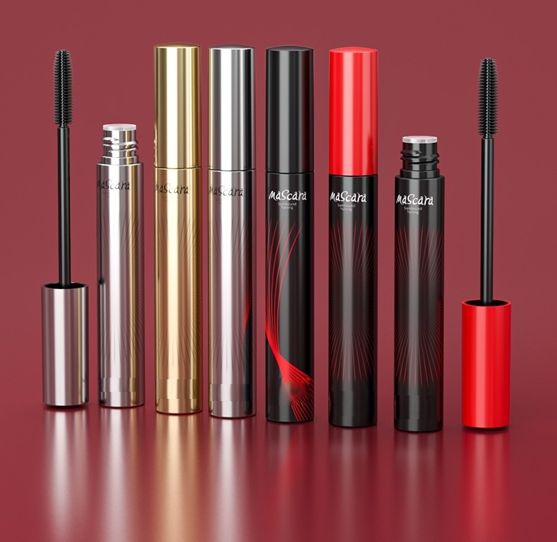 Empty eyelash mascara container 10ml  gold and white fancy wholesale