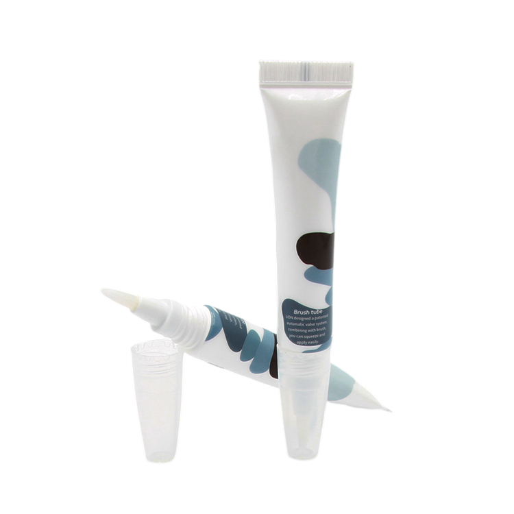 Wholesale 15ml PBT brush applicator tube soft squeeze screen printing lip gloss containers tube empty brow gel tubes with brush
