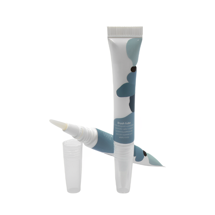 Special designed Mini 5ml PBT brush applicator tube soft squeeze screen printing eyebrow gel lip gloss squeeze tubes with brush