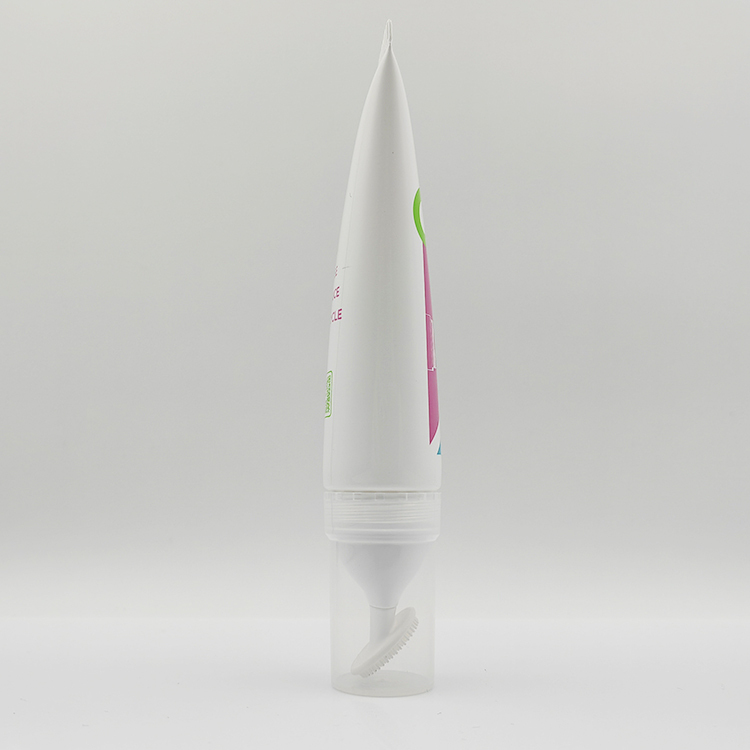 Hot sell 50ml Plastic Tube with Slanted TPE Brush for foaming Facial Cleansing plastic tube with cosmetic silicone applicator