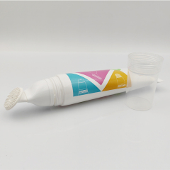Hot sell 50ml Plastic Tube with Slanted TPE Brush for foaming Facial Cleansing plastic tube with cosmetic silicone applicator