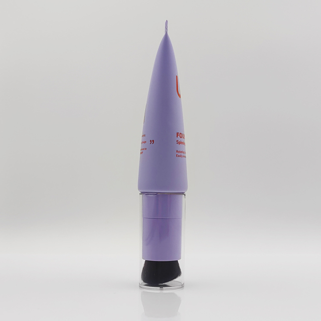 Newly Designed 50ml Spinning Brush Tubes with Brush Applicator screen printing package round plastic tube for cosmetics