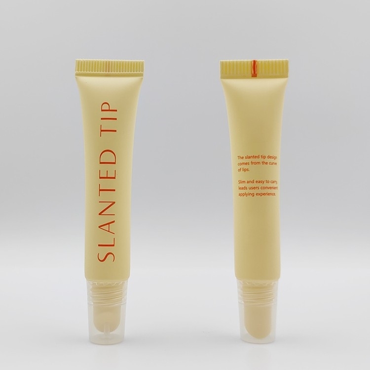 Customized wholesale 10ml lip gloss tube Screen Printing Packaging for Cosmetic empty Plastic Tubes with slanted lip applicator