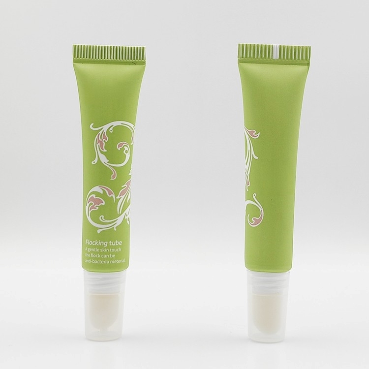 15ml Slanted Flocking Tip applicator tube soft squeeze screen printing label custom lip gloss squeeze tubes with logo