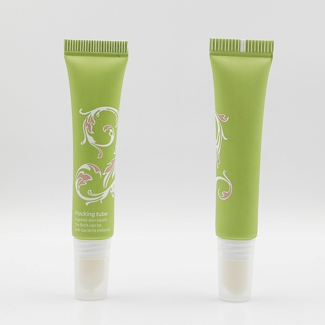 15ml Slanted Flocking Tip applicator tube soft squeeze screen printing label custom lip gloss squeeze tubes with logo