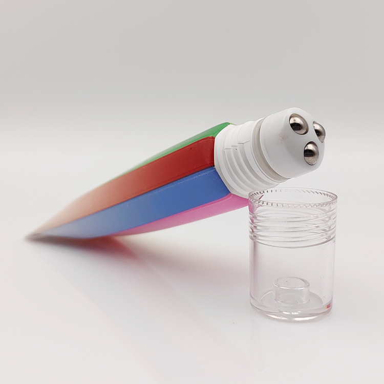 High-end eye cream massage tube 20ml ball cosmetic 3 Metal Bead Roller Balls Octagonal cosmet Tube eye serum Packaging