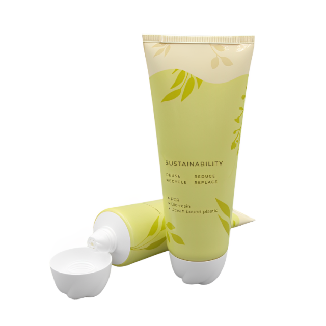 230ml Empty Plastic screen printing soft hand cream squeeze empty tube double color facial cleanser dual chamber tubes