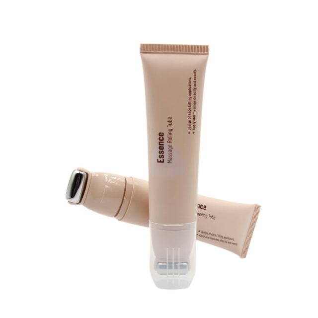 50ml Stylish tube packaging with alloy metal massage applicator with Custom Logo and Screen Printing for face neck lotion serum