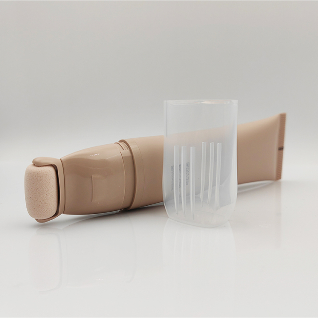 Luxury Sponge massage rolling Tube with Custom Logo Screen Printing packaging 30ml liquid foundation tube with sponge applicator