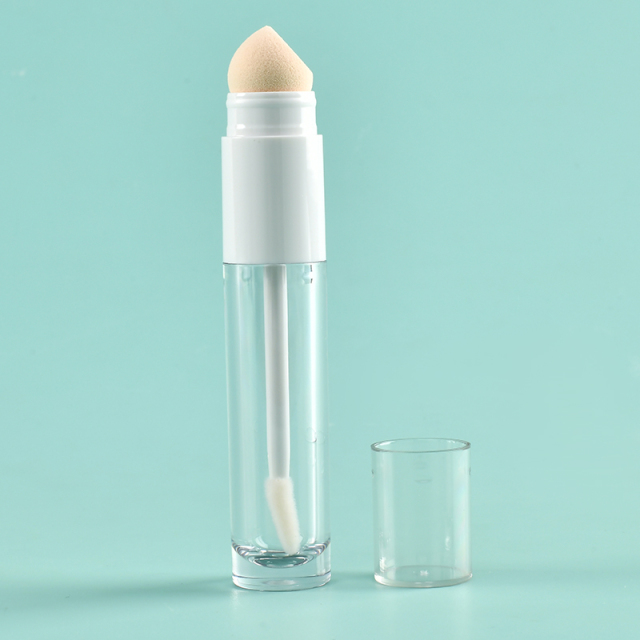 Innovative Double-Side Round Lip Gloss Tube with wand Flocked and Sponge Brush Thickened Wall container empty lip gloss bottles