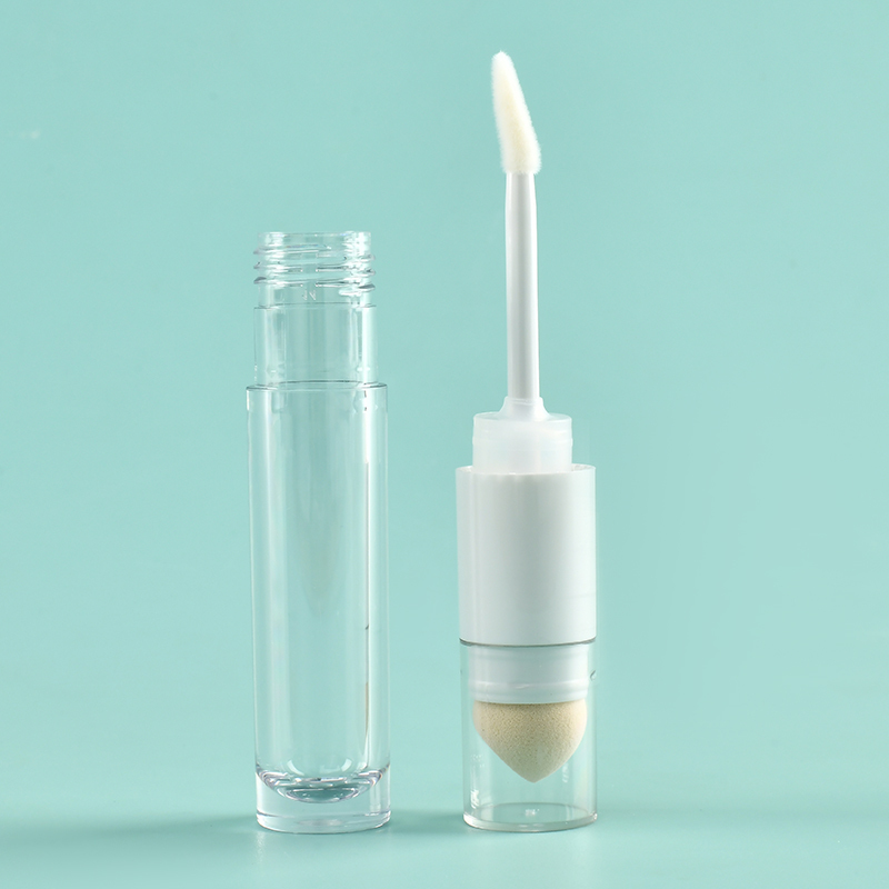 Innovative Double-Side Round Lip Gloss Tube with wand Flocked and Sponge Brush Thickened Wall container empty lip gloss bottles