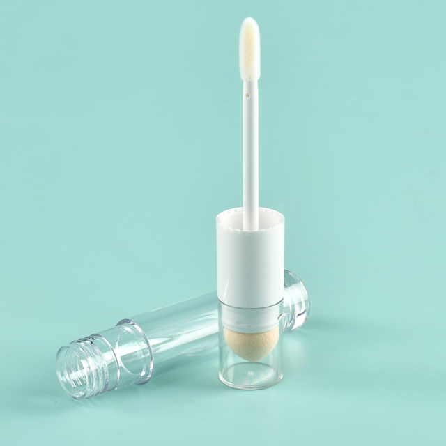 Innovative Double-Side Round Lip Gloss Tube with wand Flocked and Sponge Brush Thickened Wall container empty lip gloss bottles
