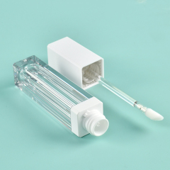 Luxury Custom Square lip gloss wand tubes with Flocked Brush Empty Cosmetic Packaging Thickened Wall 6ml lip gloss bottle