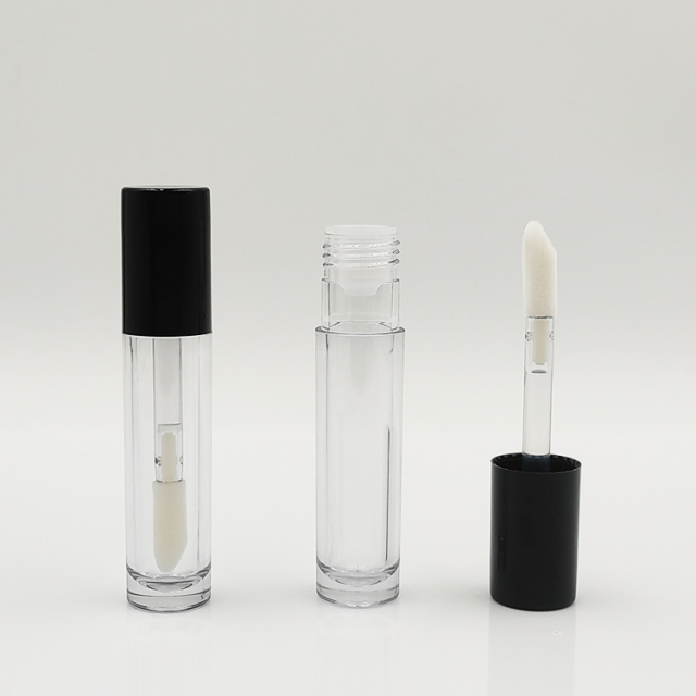 Luxury Custom logo 3ml Round Thickened lip gloss tubes with big brush big wand Empty Cosmetic Packaging lip gloss tubes bottle