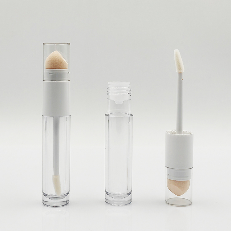 Innovative Double-Side Round Lip Gloss Tube with wand Flocked and Sponge Brush Thickened Wall container empty lip gloss bottles