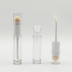 Innovative Double-Side Round Lip Gloss Tube with wand Flocked and Sponge Brush Thickened Wall container empty lip gloss bottles
