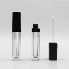 Luxury Custom Square lip gloss wand tubes with Flocked Brush Empty Cosmetic Packaging Thickened Wall 6ml lip gloss bottle