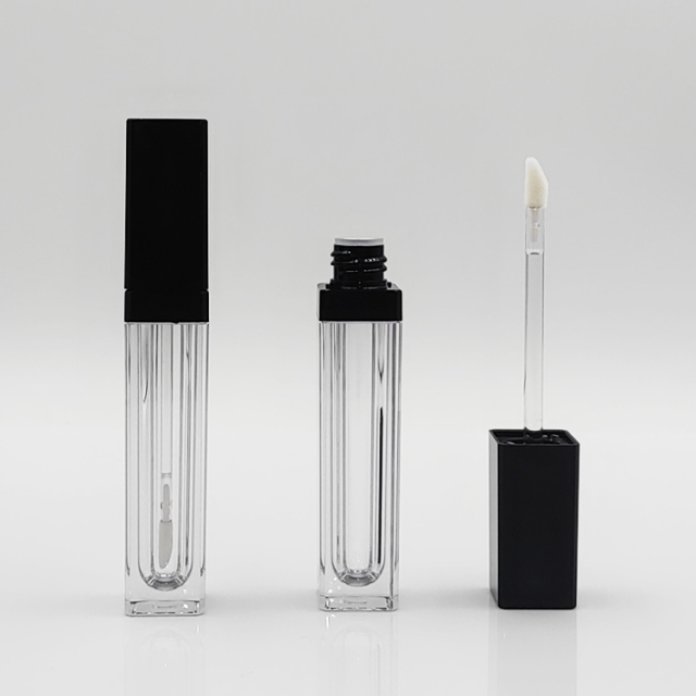 Luxury Custom Square lip gloss wand tubes with Flocked Brush Empty Cosmetic Packaging Thickened Wall 6ml lip gloss bottle
