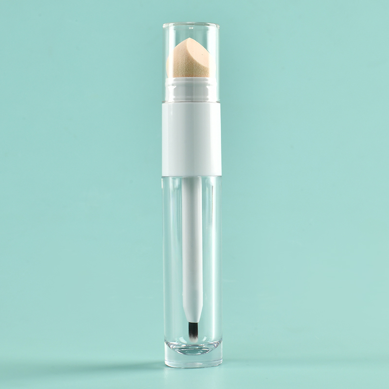 Double-Side 6.2ml Round Thickened Wall lip gloss wand tubes With Fine Brush Sponge applicator lip gloss bottles customized tube