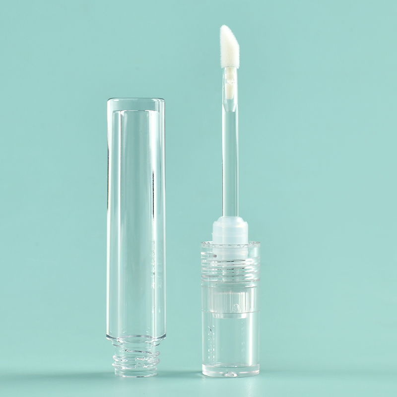 Custom 2.5ml Round Thickened Wall clear lip gloss wand tubes With Brush Empty Cosmetic Packaging engrave lip gloss bottle
