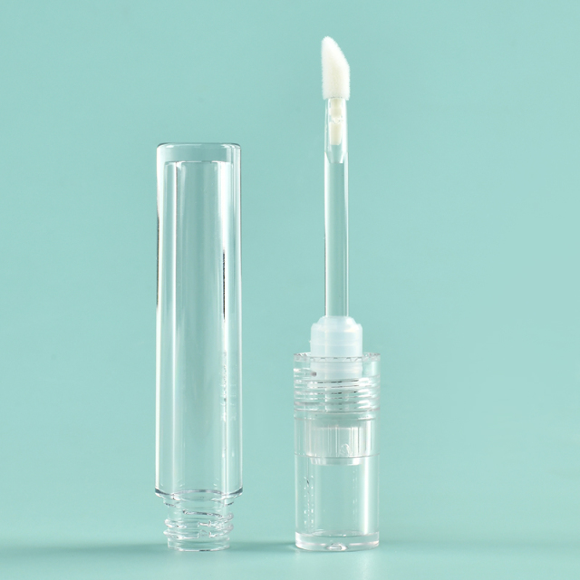Custom 2.5ml Round Thickened Wall clear lip gloss wand tubes With Brush Empty Cosmetic Packaging engrave lip gloss bottle