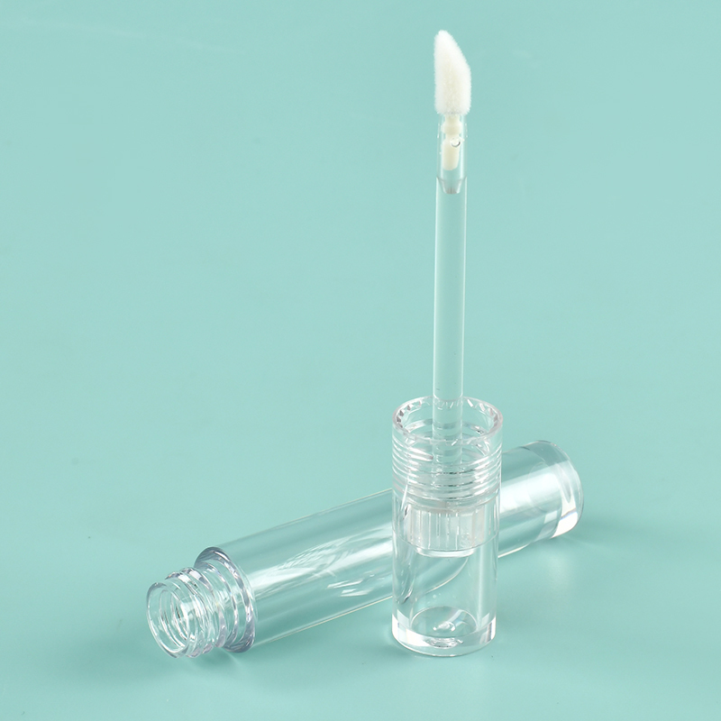 Custom 2.5ml Round Thickened Wall clear lip gloss wand tubes With Brush Empty Cosmetic Packaging engrave lip gloss bottle