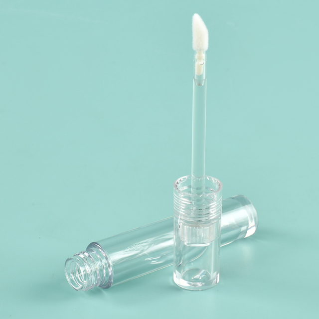 Custom 2.5ml Round Thickened Wall clear lip gloss wand tubes With Brush Empty Cosmetic Packaging engrave lip gloss bottle