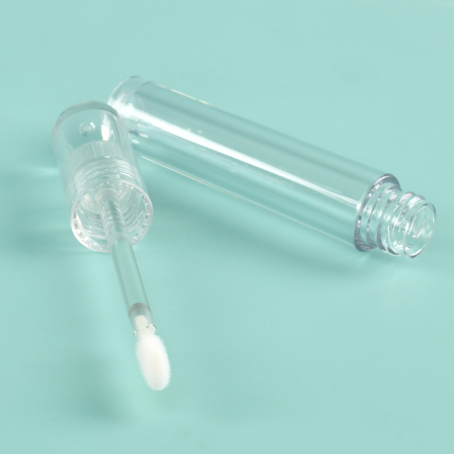 Custom 2.5ml Round Thickened Wall clear lip gloss wand tubes With Brush Empty Cosmetic Packaging engrave lip gloss bottle