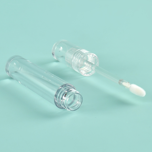 Custom 2.5ml Round Thickened Wall clear lip gloss wand tubes With Brush Empty Cosmetic Packaging engrave lip gloss bottle
