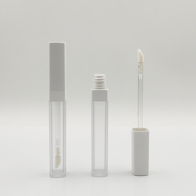 Wholesale Custom Thickened Wall Square lip gloss tubes with wands Flocked Brush Empty Cosmetic Packaging 5ml lip gloss bottle