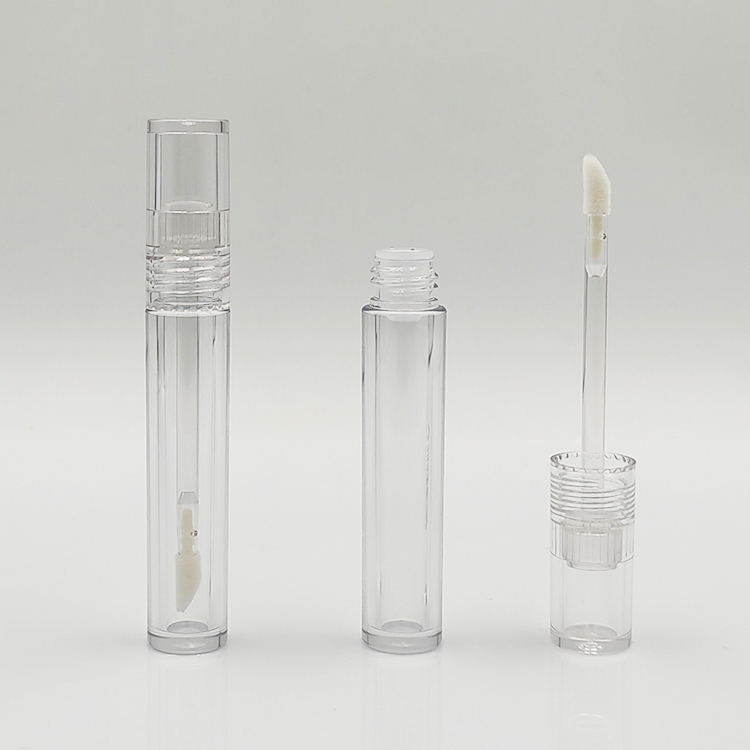 Custom 2.5ml Round Thickened Wall clear lip gloss wand tubes With Brush Empty Cosmetic Packaging engrave lip gloss bottle
