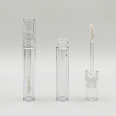 Custom 2.5ml Round Thickened Wall clear lip gloss wand tubes With Brush Empty Cosmetic Packaging engrave lip gloss bottle