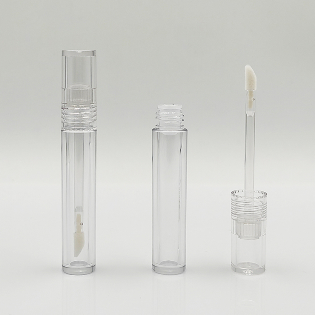 Custom 2.5ml Round Thickened Wall clear lip gloss wand tubes With Brush Empty Cosmetic Packaging engrave lip gloss bottle