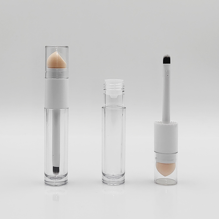 Double-Side 6.2ml Round Thickened Wall lip gloss wand tubes With Fine Brush Sponge applicator lip gloss bottles customized tube