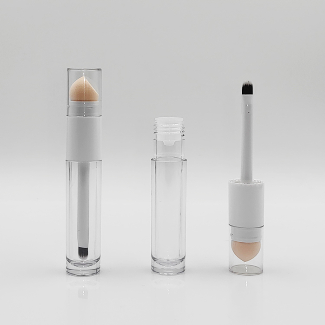 Double-Side 6.2ml Round Thickened Wall lip gloss wand tubes With Fine Brush Sponge applicator lip gloss bottles customized tube
